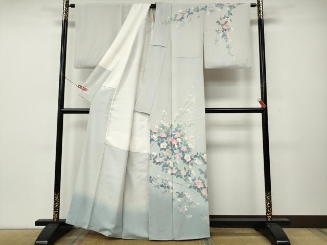 平和屋着物●十日町友禅作家 阿部佳雪 訪問着 枝花文 暈し染め 正絹 逸品 CABL8463ut