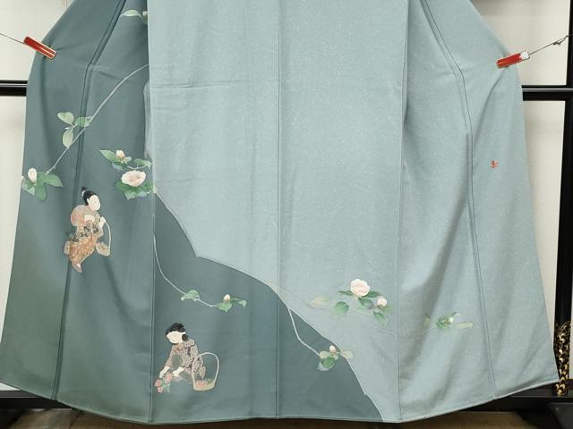 平和屋着物●十日町友禅作家 関口遼一 訪問着 童子遊び 枝花文 暈し染め 正絹 逸品 CABL8464ut