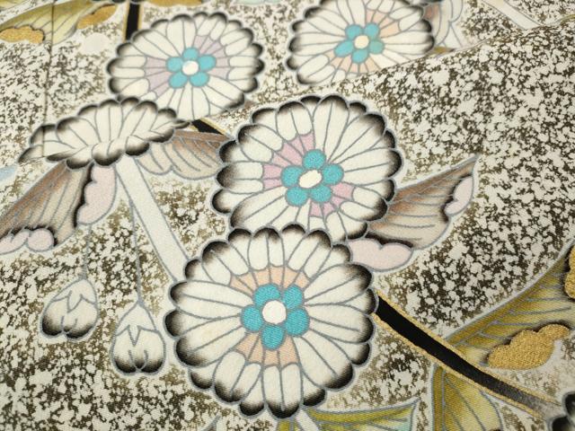 平和屋着物●訪問着 枝花文 たたき染め 金彩 正絹 逸品 CABL8465ut
