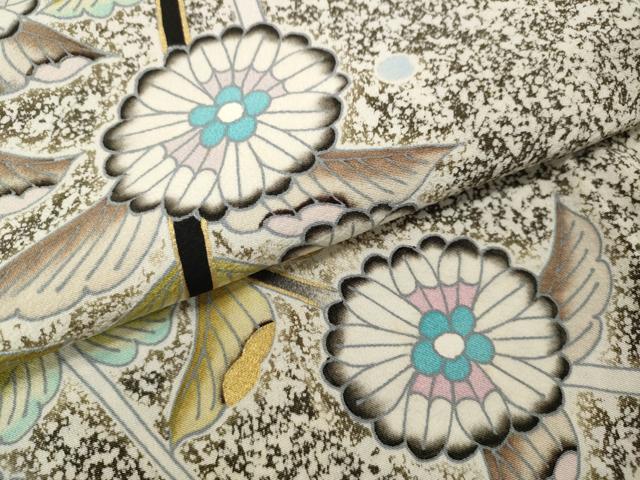 平和屋着物●訪問着 枝花文 たたき染め 金彩 正絹 逸品 CABL8465ut