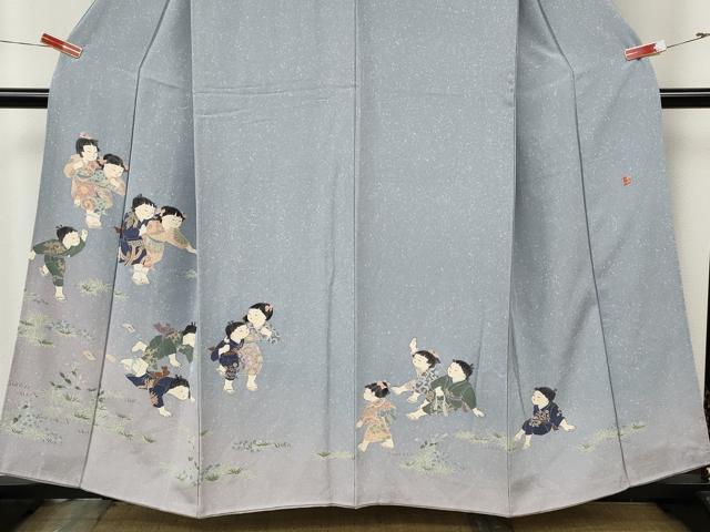 平和屋着物●十日町友禅作家 関口遼一 訪問着 童子遊び 暈し染め 正絹 逸品 CABL8470ut