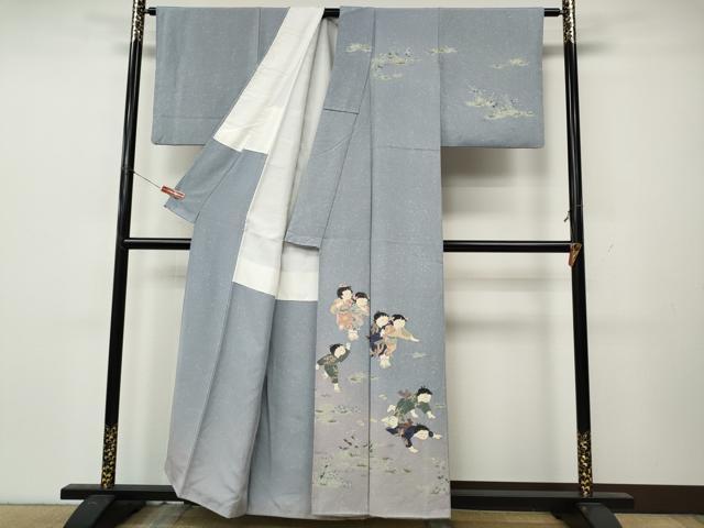 平和屋着物●十日町友禅作家 関口遼一 訪問着 童子遊び 暈し染め 正絹 逸品 CABL8470ut
