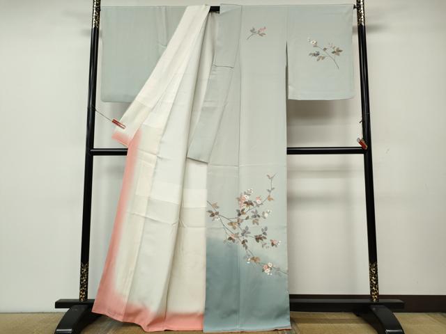 平和屋着物●訪問着 友禅 作家物 枝花文 暈し染め 正絹 逸品 CABL8471ut