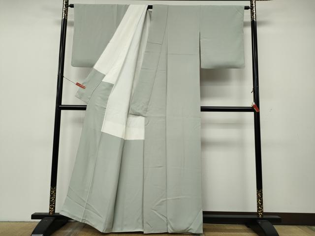 平和屋着物●人間国宝・羽田登喜男監修 色無地 白緑色 正絹 逸品 CABL8477ut