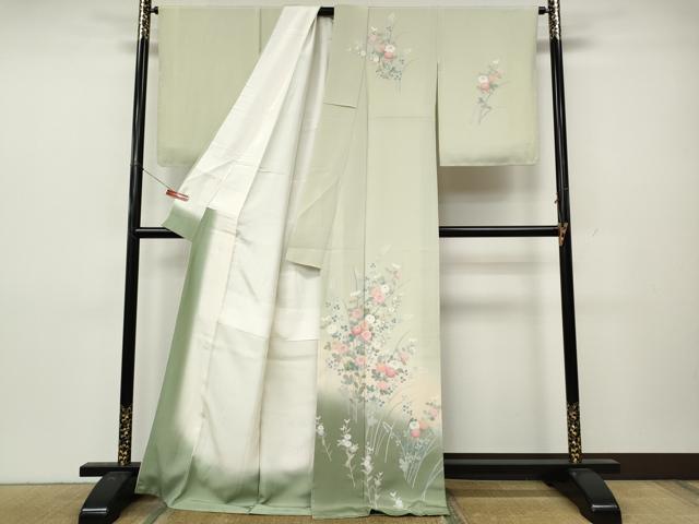 平和屋着物●訪問着 友禅 作家物 枝花文 暈し染め 正絹 逸品 CABL8486ut
