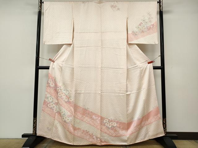 平和屋着物●訪問着 絞り 草花文 金銀彩 正絹 逸品 CABL8487ut