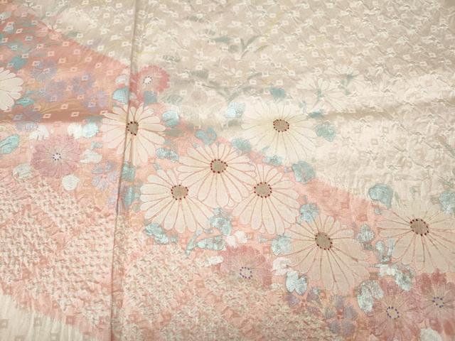 平和屋着物●訪問着 絞り 草花文 金銀彩 正絹 逸品 CABL8487ut