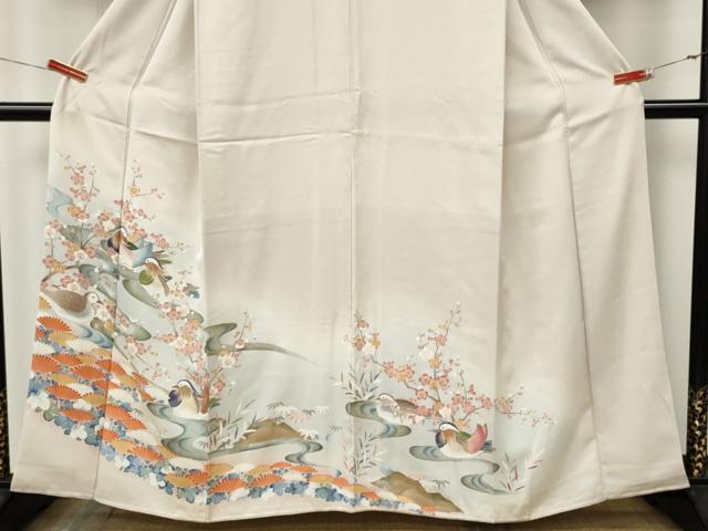 平和屋着物●訪問着 鴛鴦花文 暈し染め 金彩 正絹 逸品 未使用 CABL8489ut