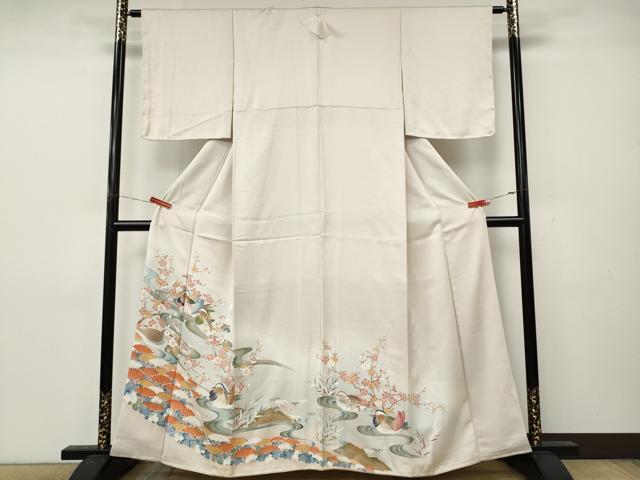 平和屋着物●訪問着 鴛鴦花文 暈し染め 金彩 正絹 逸品 未使用 CABL8489ut