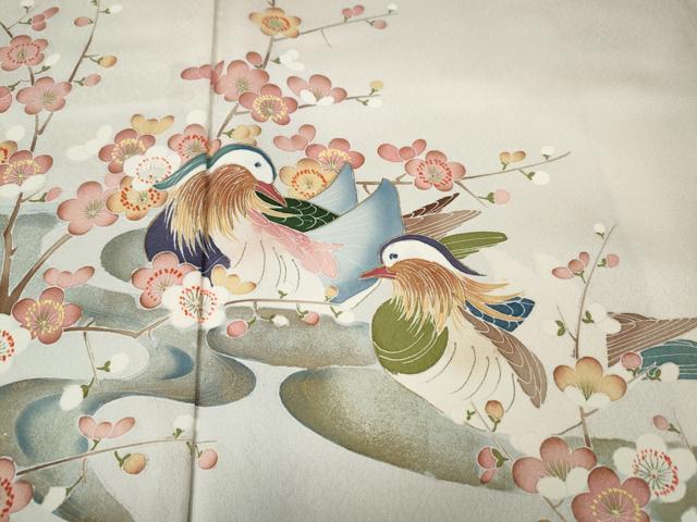 平和屋着物●訪問着 鴛鴦花文 暈し染め 金彩 正絹 逸品 未使用 CABL8489ut