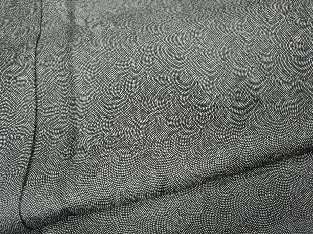 平和屋着物●江戸小紋 色留訪問着 鮫小紋柄 流水花地紋 黒地 正絹 逸品 CABL8499ut