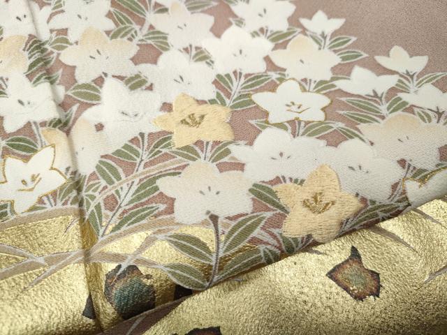 平和屋着物●色留訪問着 刺繍 草花文 金彩 正絹 逸品 CABL8508ut