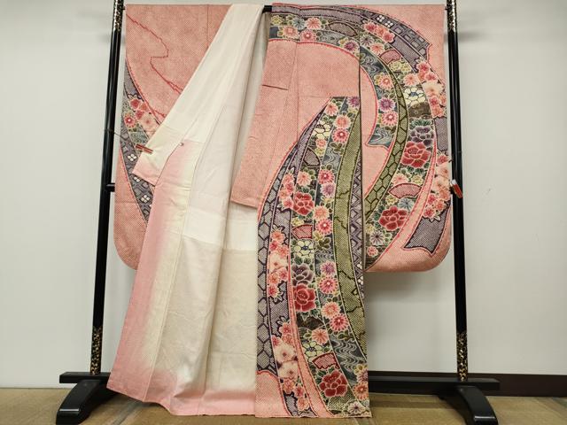 平和屋着物●豪華振袖 総絞り 束ね熨斗花文 金彩 正絹 逸品 CABL8525ut