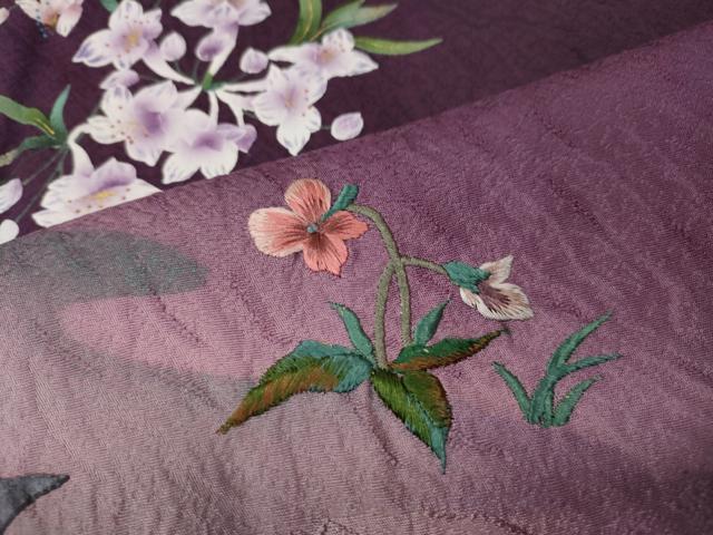 平和屋着物●訪問着 手描き 刺繍 草花文 暈し染め やまと誂製 正絹 逸品 CABL8527ut