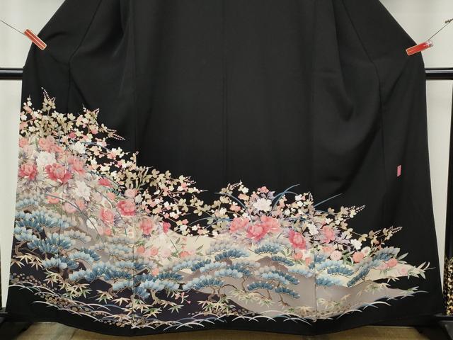 平和屋着物●豪華黒留袖 作家物 草花文 正絹 逸品 CABL8533ut