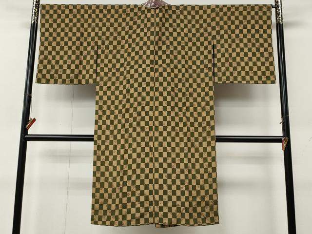 平和屋着物●長襦袢 無双仕立て 市松舞花文 正絹 逸品 CABL8550ut