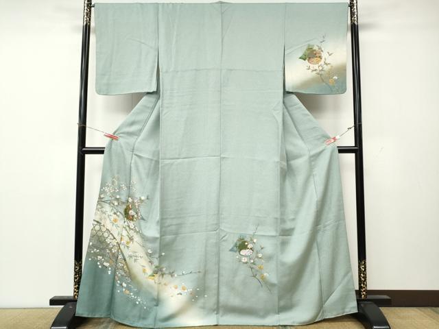 平和屋着物●訪問着 螺鈿 雪輪短冊枝花文 暈し染め 金彩 正絹 逸品 CABL8558ut