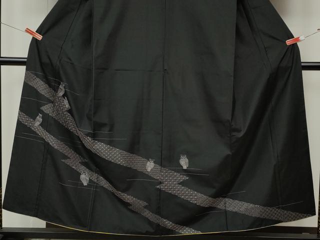 平和屋着物●訪問着 本場大島紬 刺し子 ミミズク やまと誂製 正絹 逸品 CABL8568ut