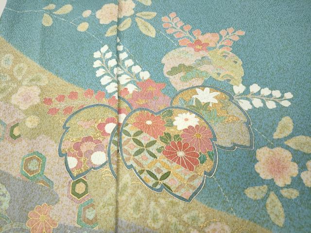平和屋着物●訪問着 桐花文 金彩 正絹 逸品 CABL8570ut