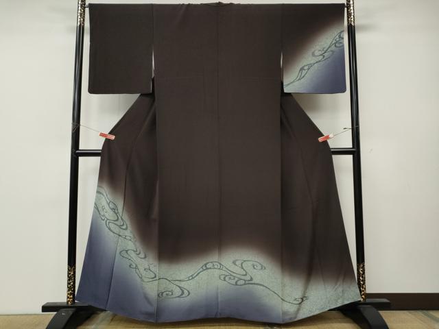 平和屋着物●訪問着 流水文 暈し染め 銀彩 正絹 逸品 CABL8577ut