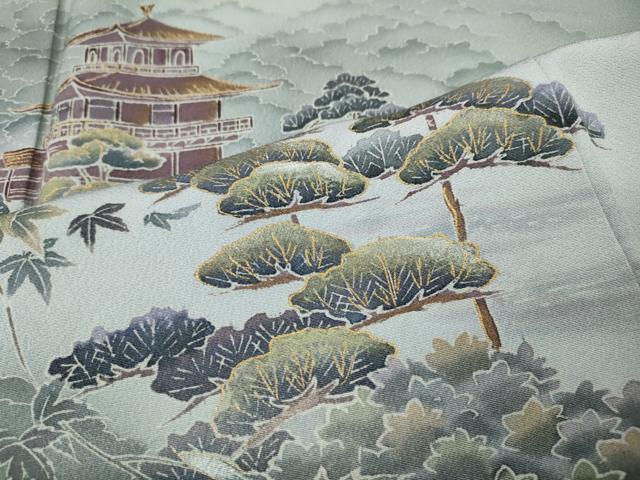 平和屋着物●訪問着 風景松文 暈し染め 金彩 鈴乃屋扱い 正絹 逸品 CABL8582ut