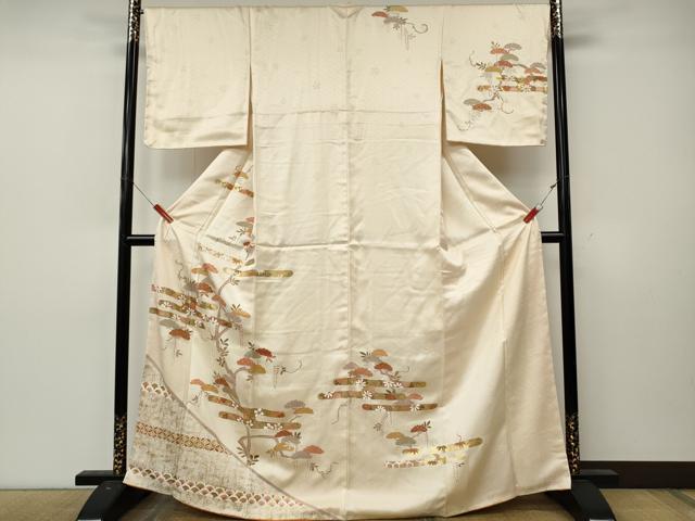 平和屋着物●訪問着 エ霞松花文 金彩 正絹 逸品 CABL8589ut