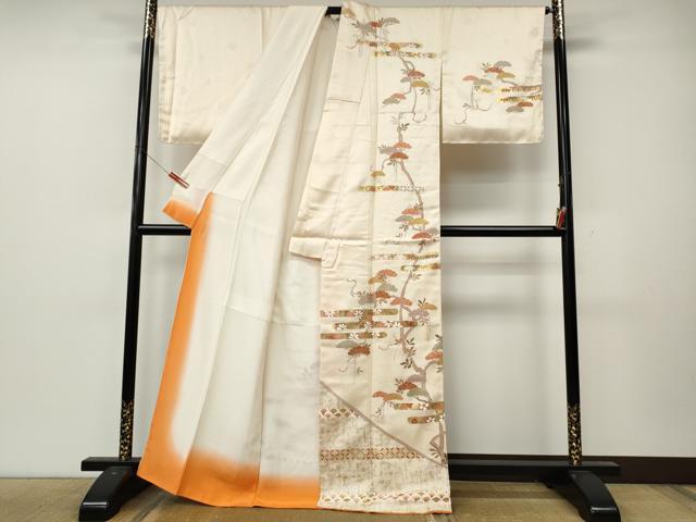 平和屋着物●訪問着 エ霞松花文 金彩 正絹 逸品 CABL8589ut