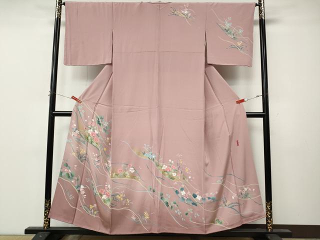 平和屋着物●訪問着 友禅 作家物 草花文 金彩 正絹 逸品 CABL8590ut