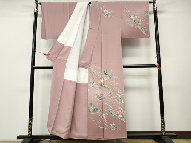 平和屋着物●訪問着 友禅 作家物 草花文 金彩 正絹 逸品 CABL8590ut