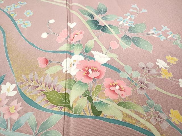 平和屋着物●訪問着 友禅 作家物 草花文 金彩 正絹 逸品 CABL8590ut