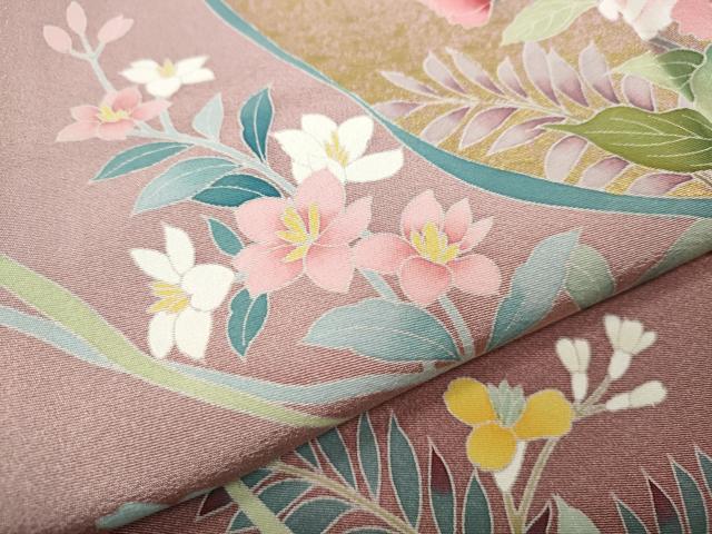 平和屋着物●訪問着 友禅 作家物 草花文 金彩 正絹 逸品 CABL8590ut
