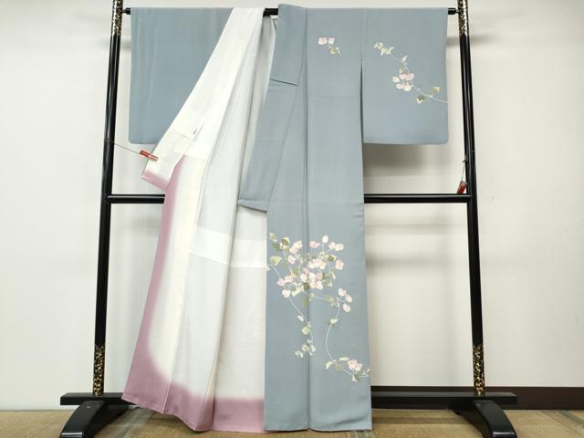 平和屋着物●訪問着 友禅 作家物 枝花文 正絹 逸品 CABL8591ut