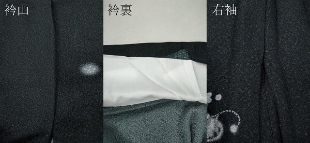 平和屋着物●上質な小紋 絞り 舞花文 蛍暈し 黒地 正絹 逸品 CABL8596ut