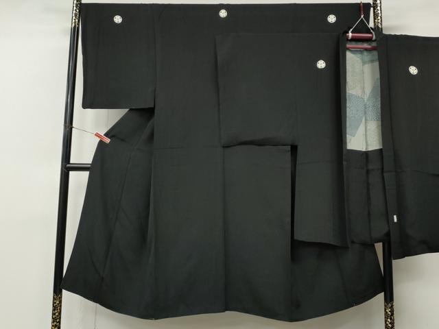 平和屋着物●男性 黒紋付・羽織セット 羽裏:切嵌動物花文 大丸扱い 正絹 逸品 CABL8609ut