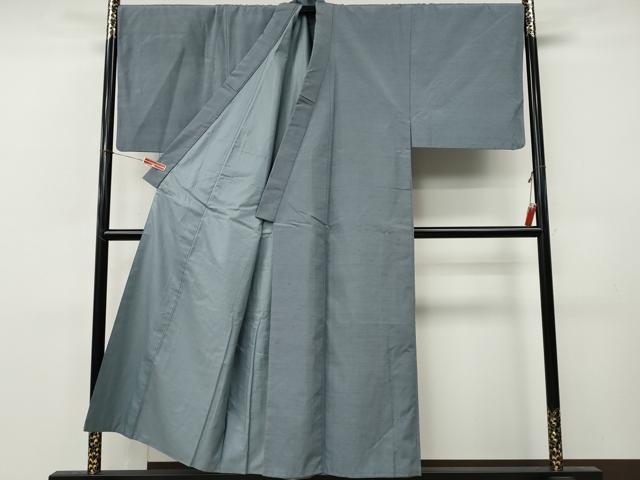 平和屋着物●男性 紬 アンサンブル 灰青色 キングサイズ 正絹 逸品 CABL8614ut