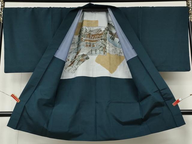 平和屋着物●男性 紬 アンサンブル 褐返色 正絹 逸品 CABL8615ut