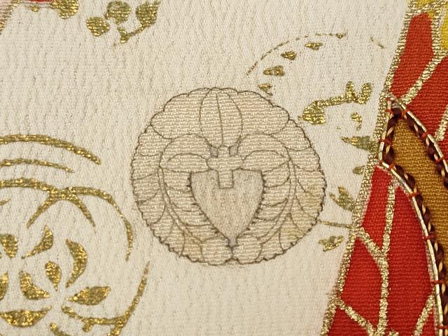 平和屋本店●アンティーク 大正ロマン 振袖 駒刺繍 鼓宝尽くし花文 金彩 正絹 逸品 CABL8632ut