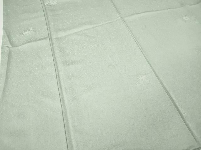 平和屋着物●本加賀友禅作家 柿本市郎監修 色無地 草花地紋 青磁鼠色 正絹 逸品 CABL8667ut