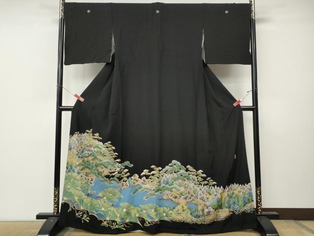 平和屋着物●豪華黒留袖 作家物 風景樹林文 正絹 逸品 CABL8674ut
