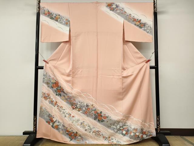 平和屋着物●訪問着 刺繍 草花文 暈し染め 金彩 正絹 逸品 CABL8681ut