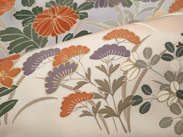 平和屋着物●訪問着 刺繍 草花文 暈し染め 金彩 正絹 逸品 CABL8681ut