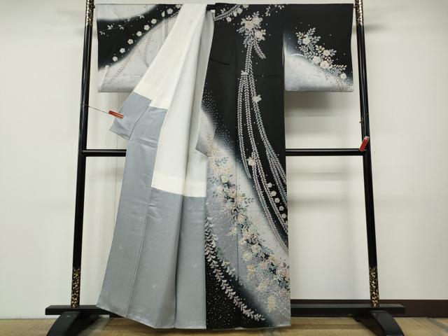 平和屋着物●訪問着 辻が花 絞り 暈し染め 金彩 正絹 逸品 CABL8690ut