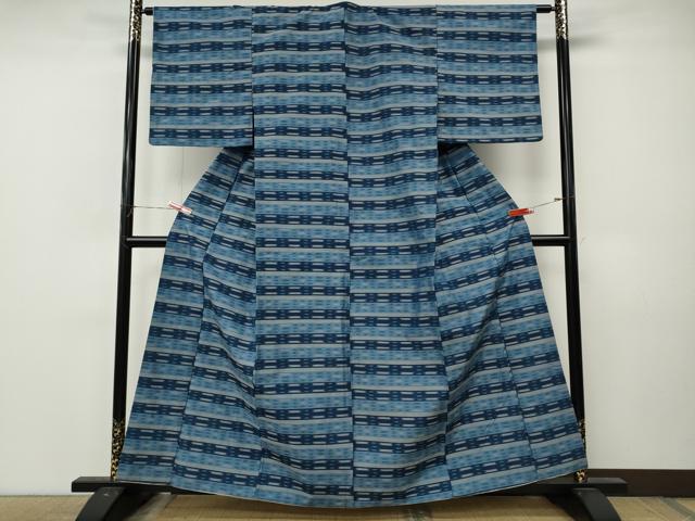 平和屋着物●上質な紬 横段吉祥文 正絹 逸品 CABL8692ut