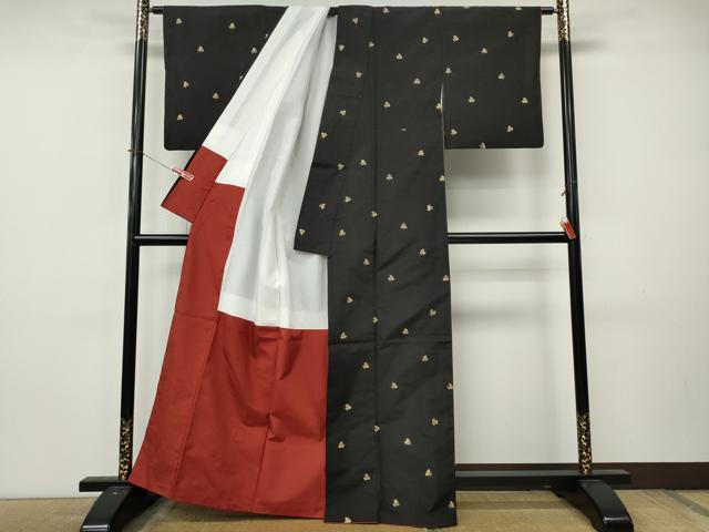 平和屋着物●本場縞大島紬 総刺繍 舞蝶文 正絹 逸品 CABL8694ut