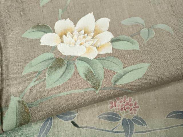 平和屋着物●訪問着 作家物 紬地 枝花文 暈し染め 正絹 逸品 CABL8703ut