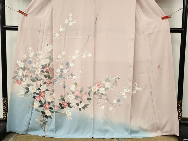平和屋着物●本加賀友禅作家 成竹登茂男 訪問着 枝花文 暈し染め 正絹 逸品 CABL8714ut