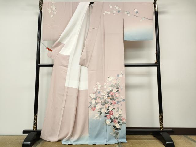 平和屋着物●本加賀友禅作家 成竹登茂男 訪問着 枝花文 暈し染め 正絹 逸品 CABL8714ut