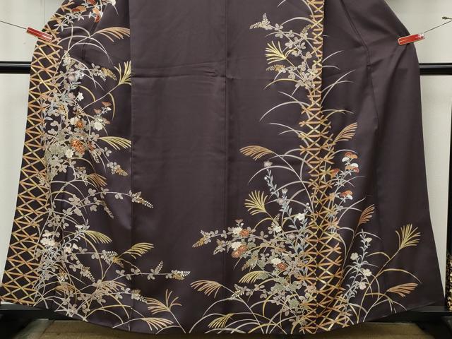 平和屋着物●訪問着 駒刺繍 草花文 金彩 正絹 逸品 CABL8716ut