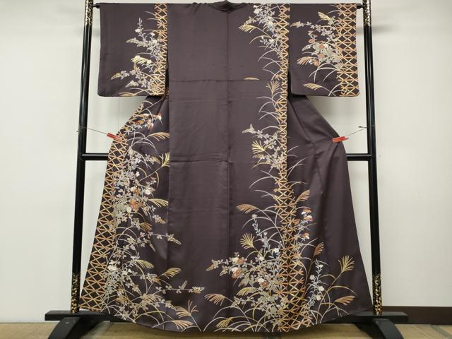 平和屋着物●訪問着 駒刺繍 草花文 金彩 正絹 逸品 CABL8716ut