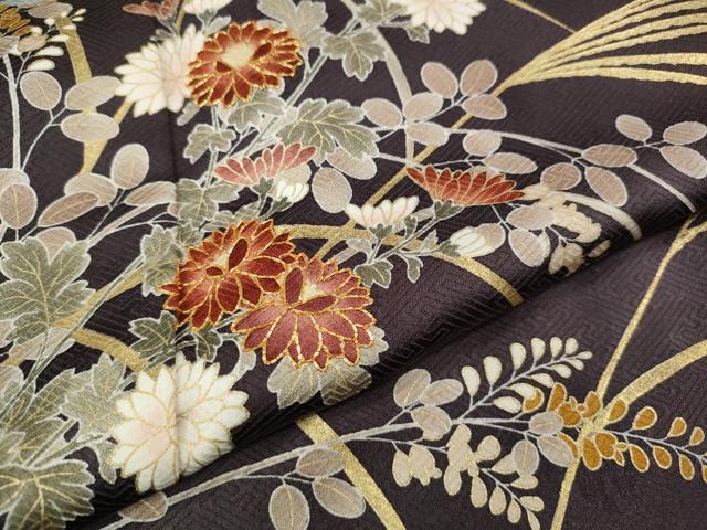 平和屋着物●訪問着 駒刺繍 草花文 金彩 正絹 逸品 CABL8716ut